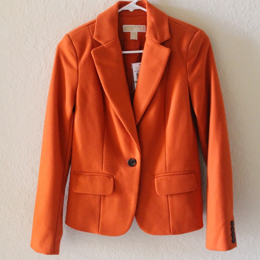 NWT MICHAEL MICHAEL KORS ORANGE WOOL BLAZER